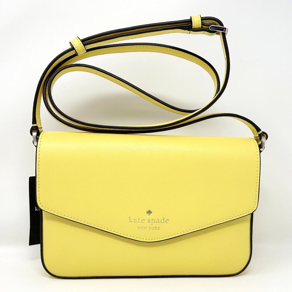 Kate Spade Sadie Envelope Crossbody Purse in Yuzu Jam Yellow Leather k7378